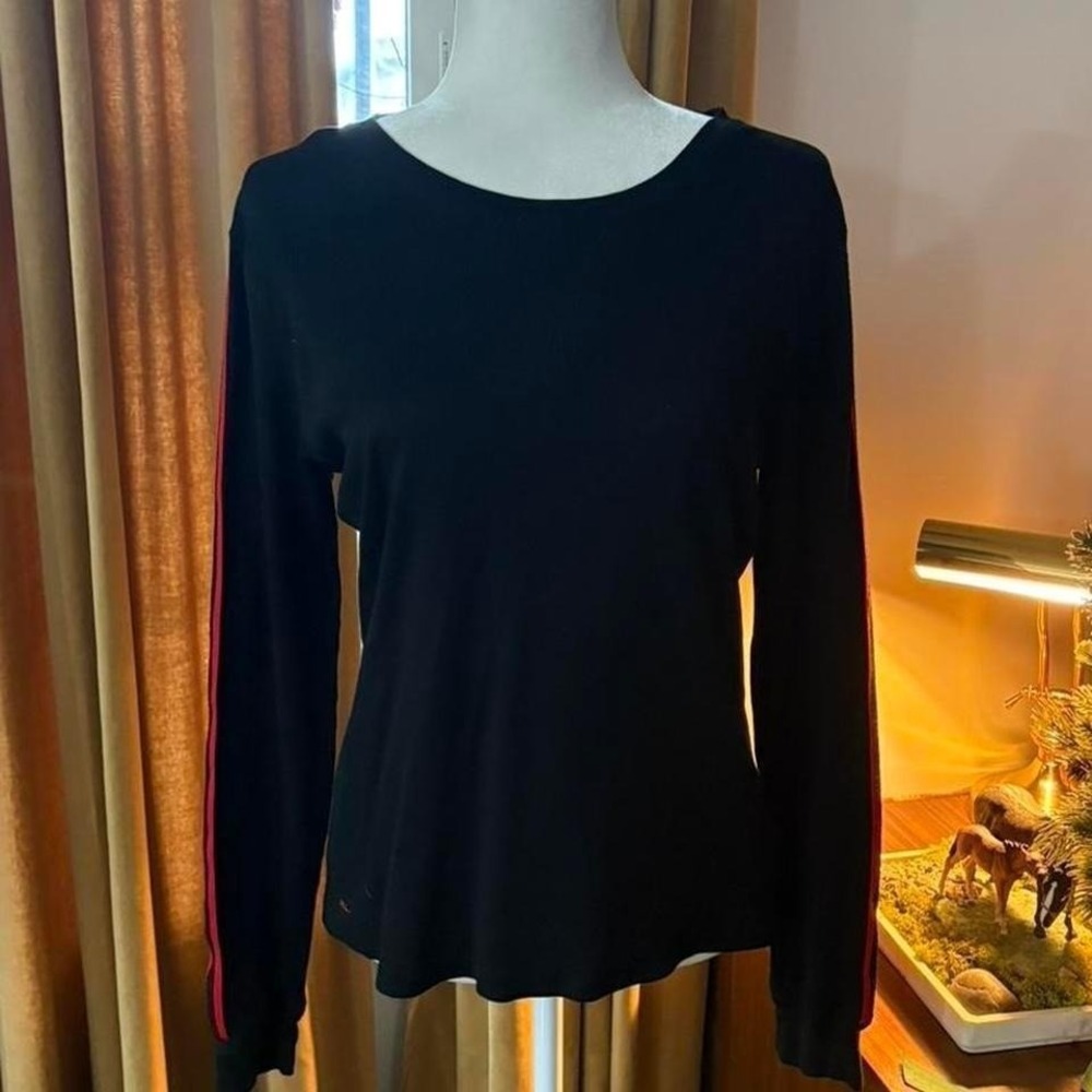 90s/00s Ralph Lauren Golf Womens Black Knit Sweater Striped RL Logo‎ Large
